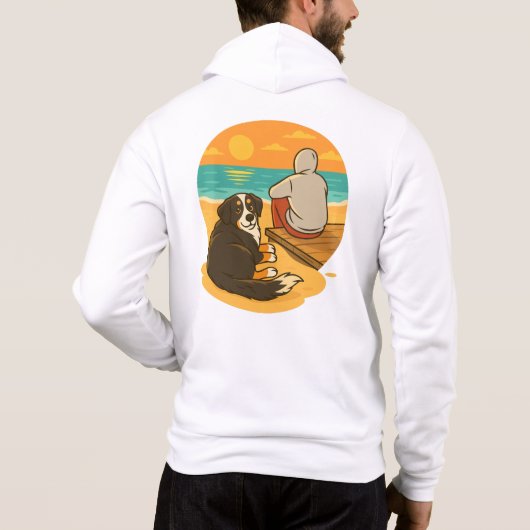 Bernese Mountain Dog Sunset Beach Companion Hoodie (Rückseite)