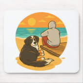 Bernese Mountain Dog Sunset Beach Companion Mousepad (Vorne)