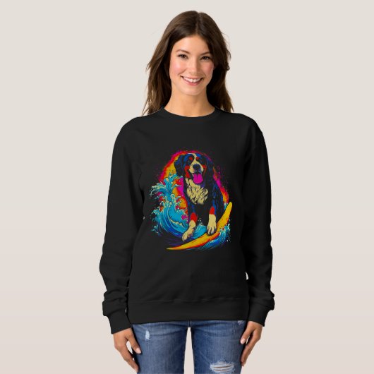 Bernese Mountain Dog Surfer Sweatshirt (Vorne ganz)