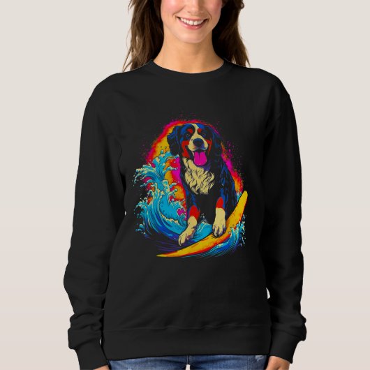 Bernese Mountain Dog Surfer Sweatshirt (Vorderseite)