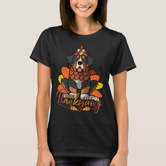 Bernese Mountain Dog Thanksgiving Dog Turkey Costu T-Shirt (Vorderseite)