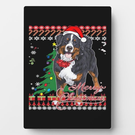 Bernese Mountain Dog Ugly Christmas Sweater Shirt Fotoplatte (Vorderseite)