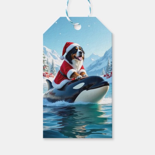 Bernese Mountain Dog und Orca Weihnachten Geschenkanhänger (Vorderseite)