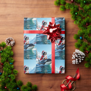 Bernese Mountain Dog und Orca Weihnachten Geschenkpapier
