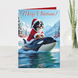Bernese Mountain Dog und Orca Weihnachten Karte