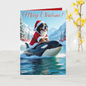Bernese Mountain Dog und Orca Weihnachten Karte (Gelbe Blume)