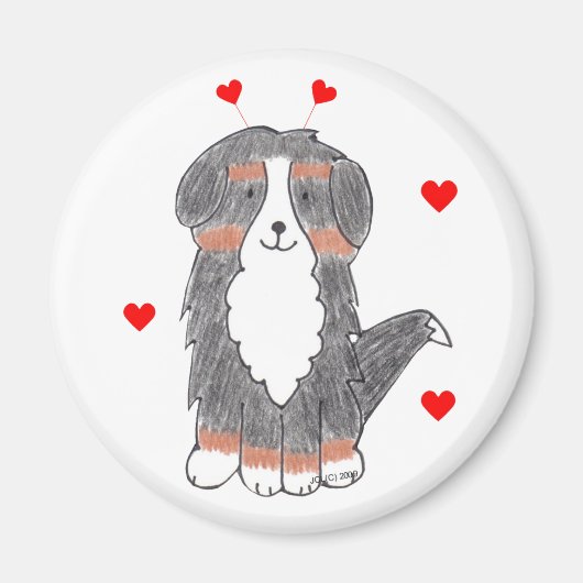 Bernese Mountain Dog Valentine Oars Magnet (Vorne)