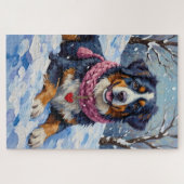 Bernese Mountain Dog Valentine's Day Heart Scarf Puzzle (Horizontal)
