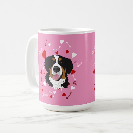 Bernese Mountain Dog Valentinstag Kaffeetasse (Vorderseite Links)