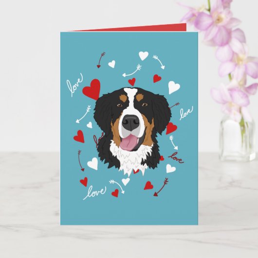 Bernese Mountain Dog Valentinstag Karte (Orchidee)