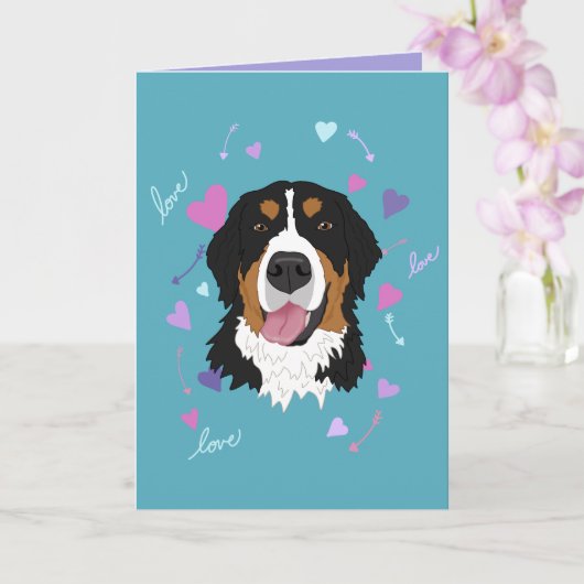 Bernese Mountain Dog Valentinstag Karte (Orchidee)