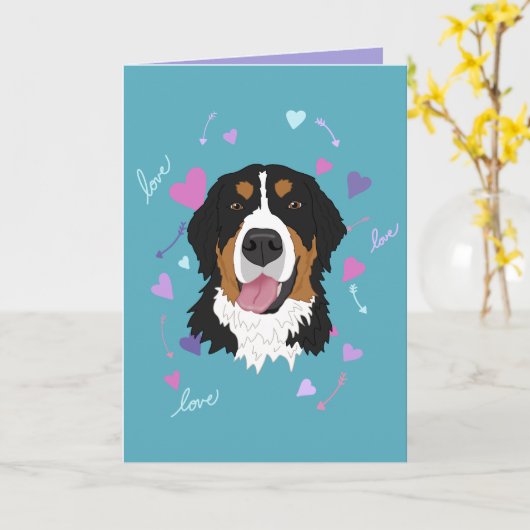 Bernese Mountain Dog Valentinstag Karte (Gelbe Blume)