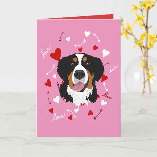 Bernese Mountain Dog Valentinstag Karte (Gelbe Blume)