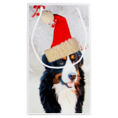 Bernese Mountain Dog W Christmas Hat Geschenktasch Kleine Geschenktüte (Rückseite)
