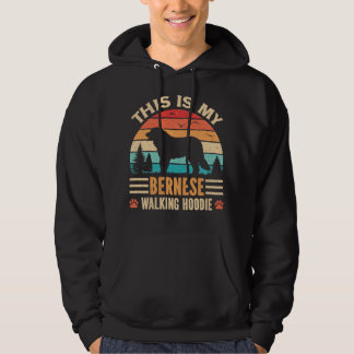 Bernese Mountain Dog Walking Retro Vintage Sunset Hoodie