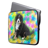 Bernese Mountain Dog Wasserfarben Malerei Laptopschutzhülle (Vorderseite Links)
