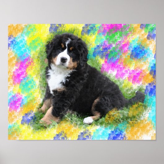 Bernese Mountain Dog Wasserfarben Malerei Poster (Vorne)