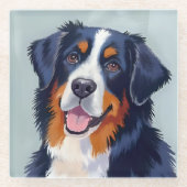 Bernese Mountain Dog | Watercolor Painting Glasuntersetzer (Vorderseite)