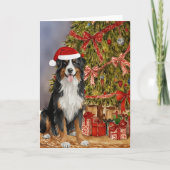 Bernese Mountain Dog Watercolor Weihnachtsbaum Karte (Vorderseite)
