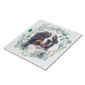 Bernese Mountain Dog Watercolor Wreath Fliese (Seite)