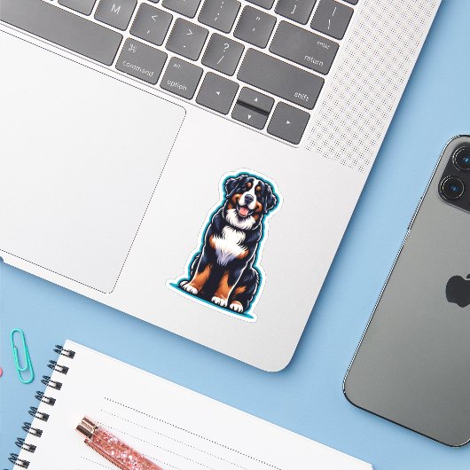 Bernese Mountain Dog Waterproof Sticker (Laptop mit iPhone)