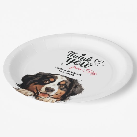 Bernese Mountain Dog Wedding Cocktail Pappteller (Schrägansicht)