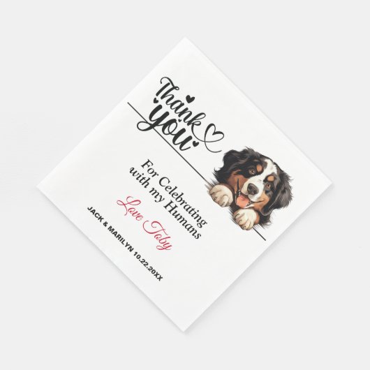 Bernese Mountain Dog Wedding Cocktail Serviette (Ecke)