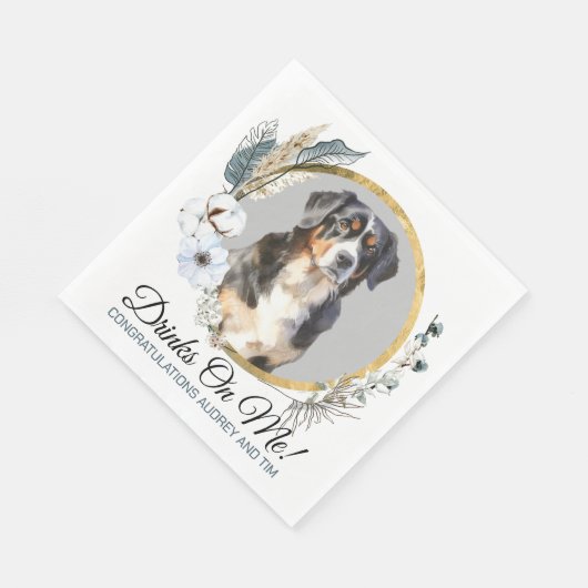 Bernese Mountain Dog Wedding Napkins Serviette (Ecke)