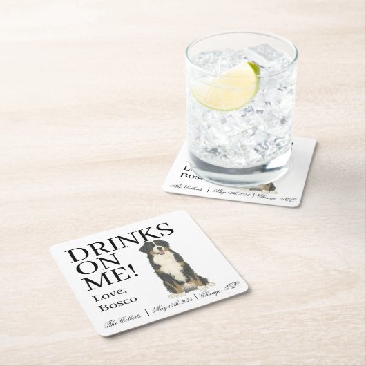 Bernese Mountain Dog Wedding Rechteckiger Pappuntersetzer (Vor Ort)