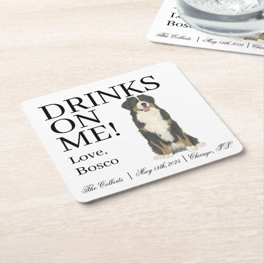 Bernese Mountain Dog Wedding Rechteckiger Pappuntersetzer (angewinkelt)