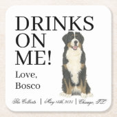 Bernese Mountain Dog Wedding Rechteckiger Pappuntersetzer (Vorderseite)