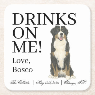 Bernese Mountain Dog Wedding Rechteckiger Pappuntersetzer