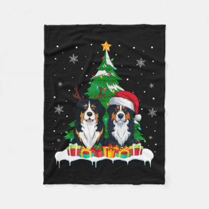 Bernese Mountain Dog Weihnachtsbaum Lichter Santa Fleecedecke