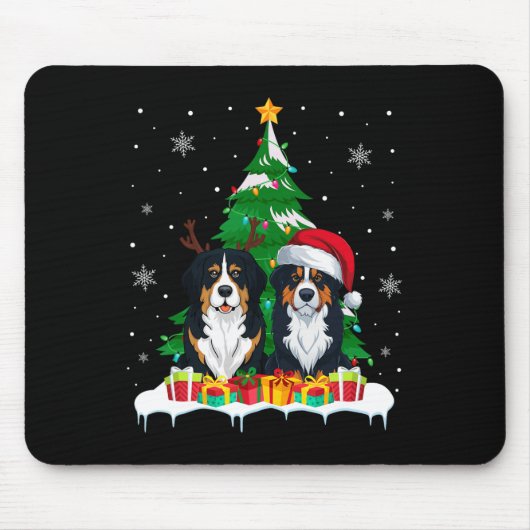 Bernese Mountain Dog Weihnachtsbaum Lichter Santa Mousepad (Vorne)