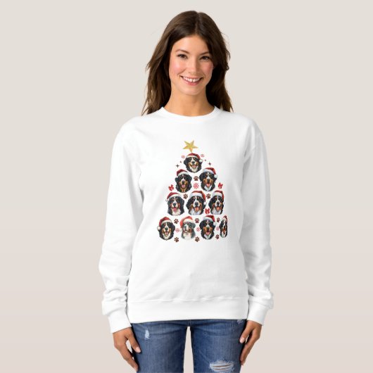 Bernese Mountain Dog Weihnachtsbaum, Xmas Berner Sweatshirt (Vorne ganz)