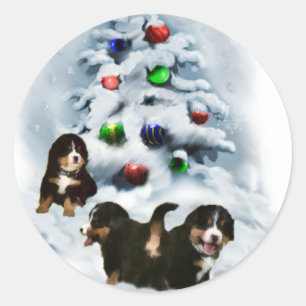 Bernese Mountain Dog Weihnachtsgeschenke Runder Aufkleber