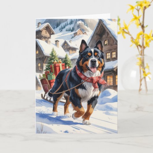 Bernese Mountain Dog Weihnachtsgrüßen Karte (Gelbe Blume)