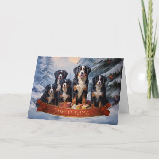 Bernese Mountain Dog Weihnachtskarte Dankeskarte (Vorderseite)