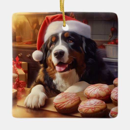 Bernese Mountain Dog Weihnachtskekse Urlaub Keramikornament (Vorderseite)