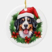 Bernese Mountain Dog Weihnachtskranz Keramik Ornament (Hinten)
