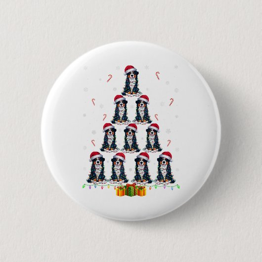 Bernese Mountain Dog Weihnachtsmannmütze Xmas Ligh Button (Vorderseite)
