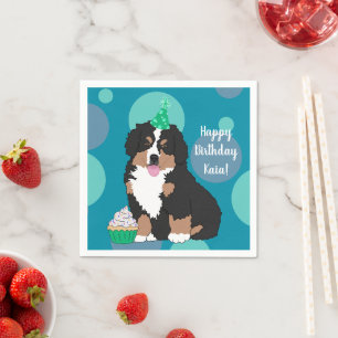 Bernese Mountain Dog Welpe zum Geburtstag Napkins Serviette