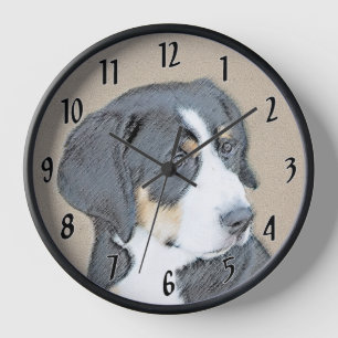 Bernese Mountain Dog Welpen Malerei - Original Kun Uhr