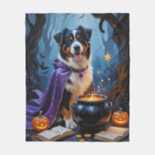Bernese Mountain Dog Whimsical Halloween Malerei Fleecedecke (Vorderseite)