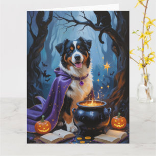 Bernese Mountain Dog Whimsical Halloween Malerei Karte