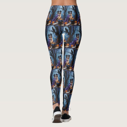 Bernese Mountain Dog Whimsical Halloween Malerei Leggings (Rückseite)