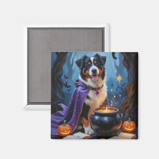 Bernese Mountain Dog Whimsical Halloween Malerei Magnet (Vorderseite/Rückseite)