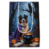 Bernese Mountain Dog Whimsical Halloween Malerei Mittlere Geschenktüte (Rückseite)