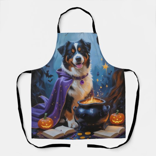 Bernese Mountain Dog Whimsical Halloween Malerei Schürze (Vorderseite)