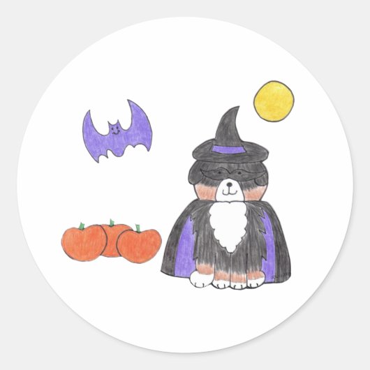 Bernese Mountain Dog Witch Sticker (Vorderseite)